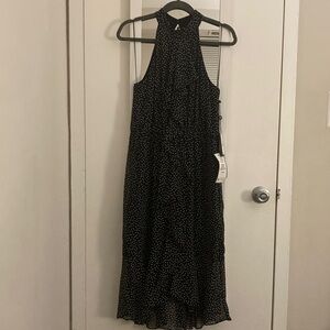 Adrianna Papell Black and White Polka Dot Maxi Dress